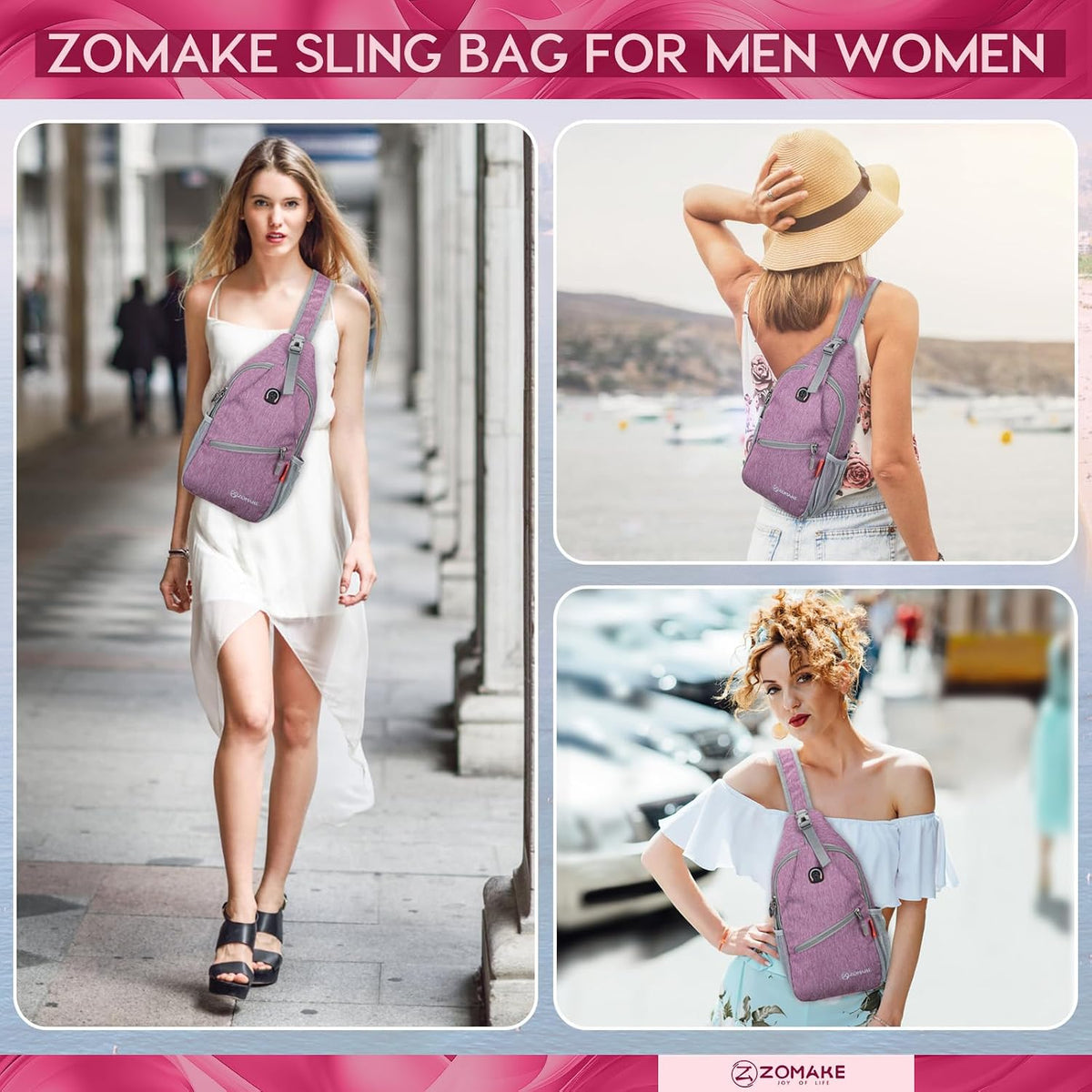 Sling Bag,Small Crossbody Sling Backpack Shoulder Daypack for Travel
