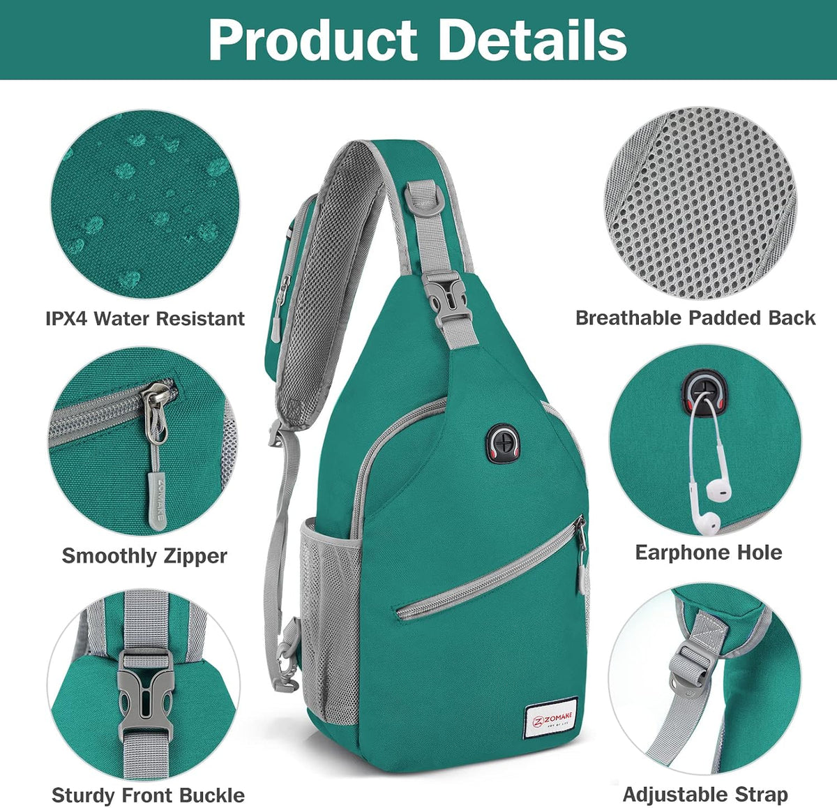 Sling Bag,Small Crossbody Sling Backpack Shoulder Daypack for Travel
