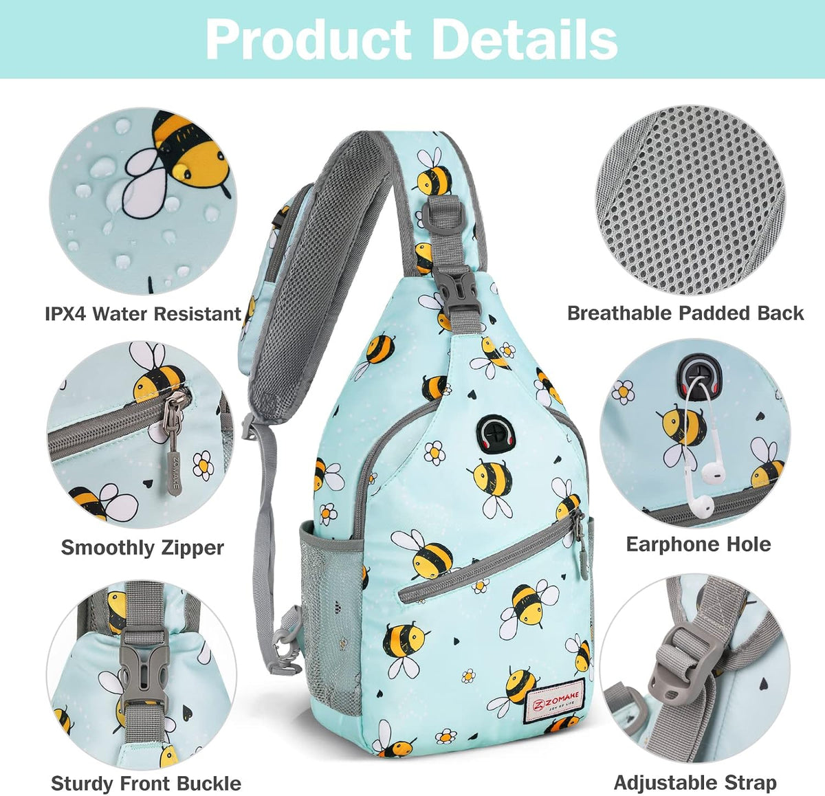 Sling Bag,Small Crossbody Sling Backpack Shoulder Daypack for Travel