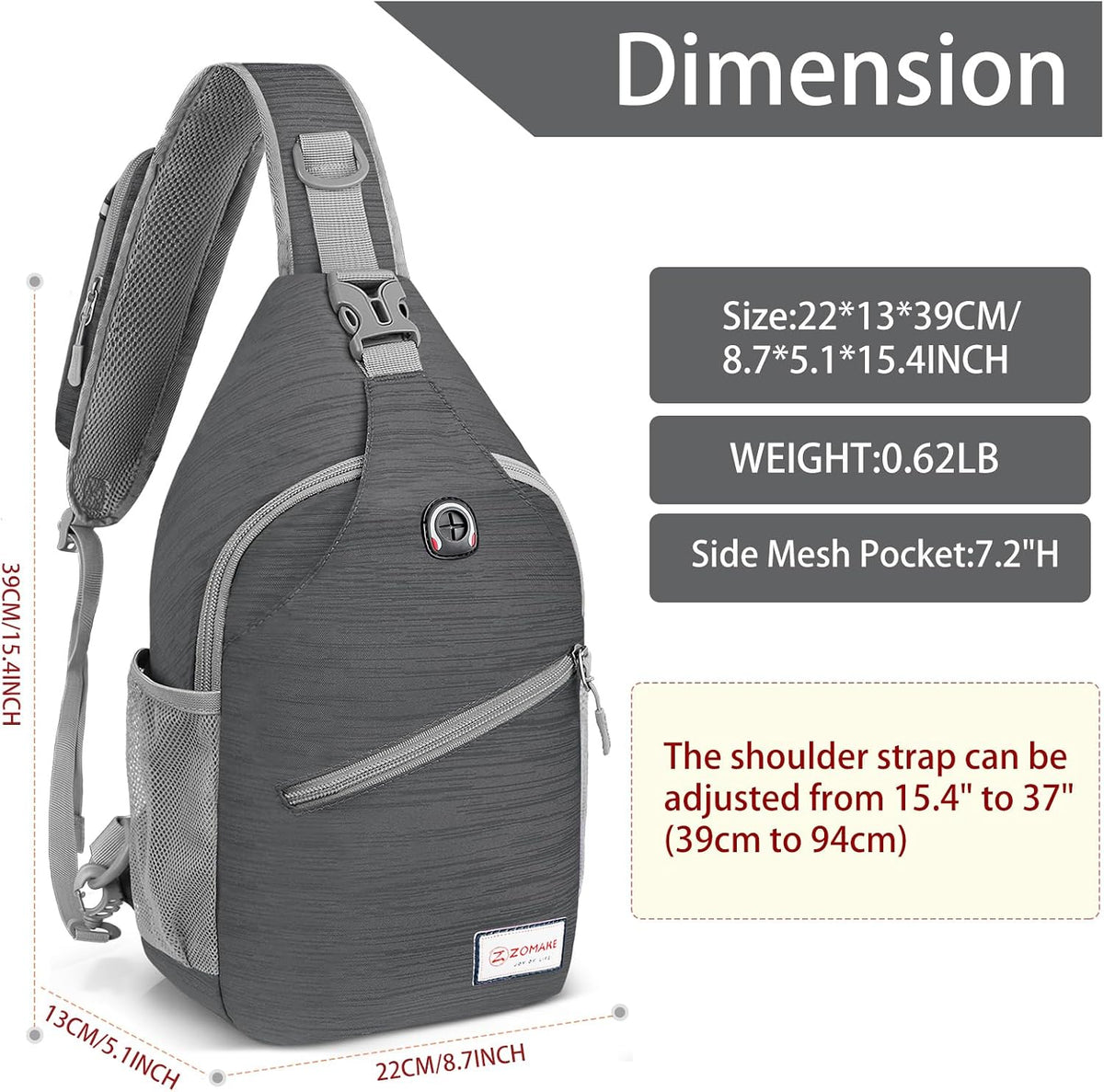 Sling Bag,Small Crossbody Sling Backpack Shoulder Daypack for Travel