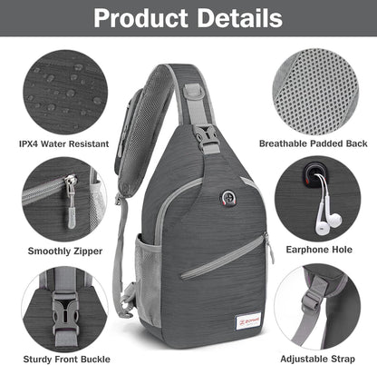 Sling Bag,Small Crossbody Sling Backpack Shoulder Daypack for Travel