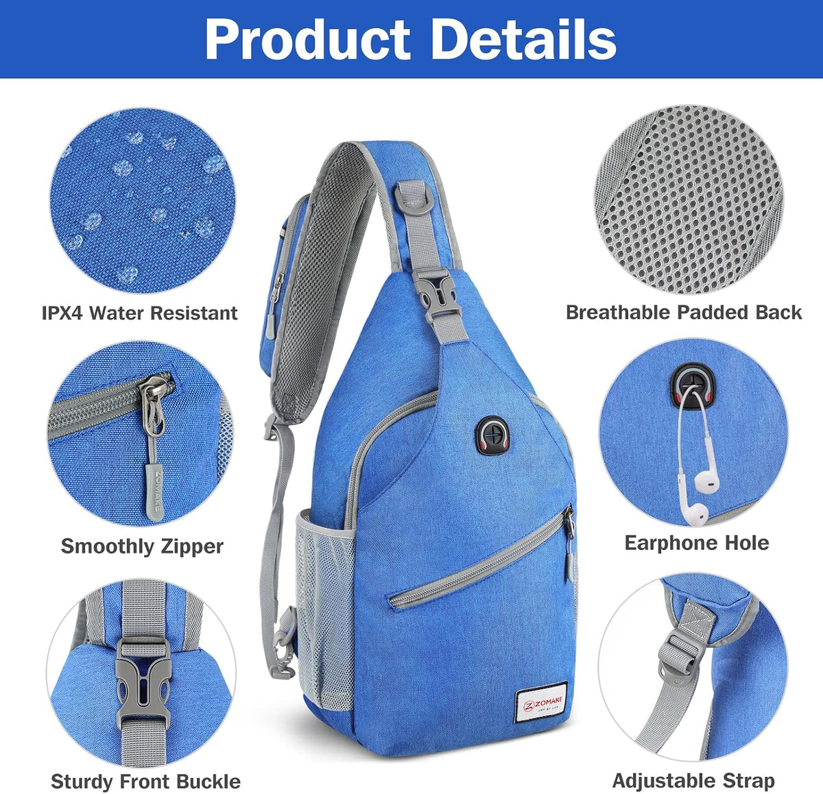 Sling Bag,Small Crossbody Sling Backpack Shoulder Daypack for Travel