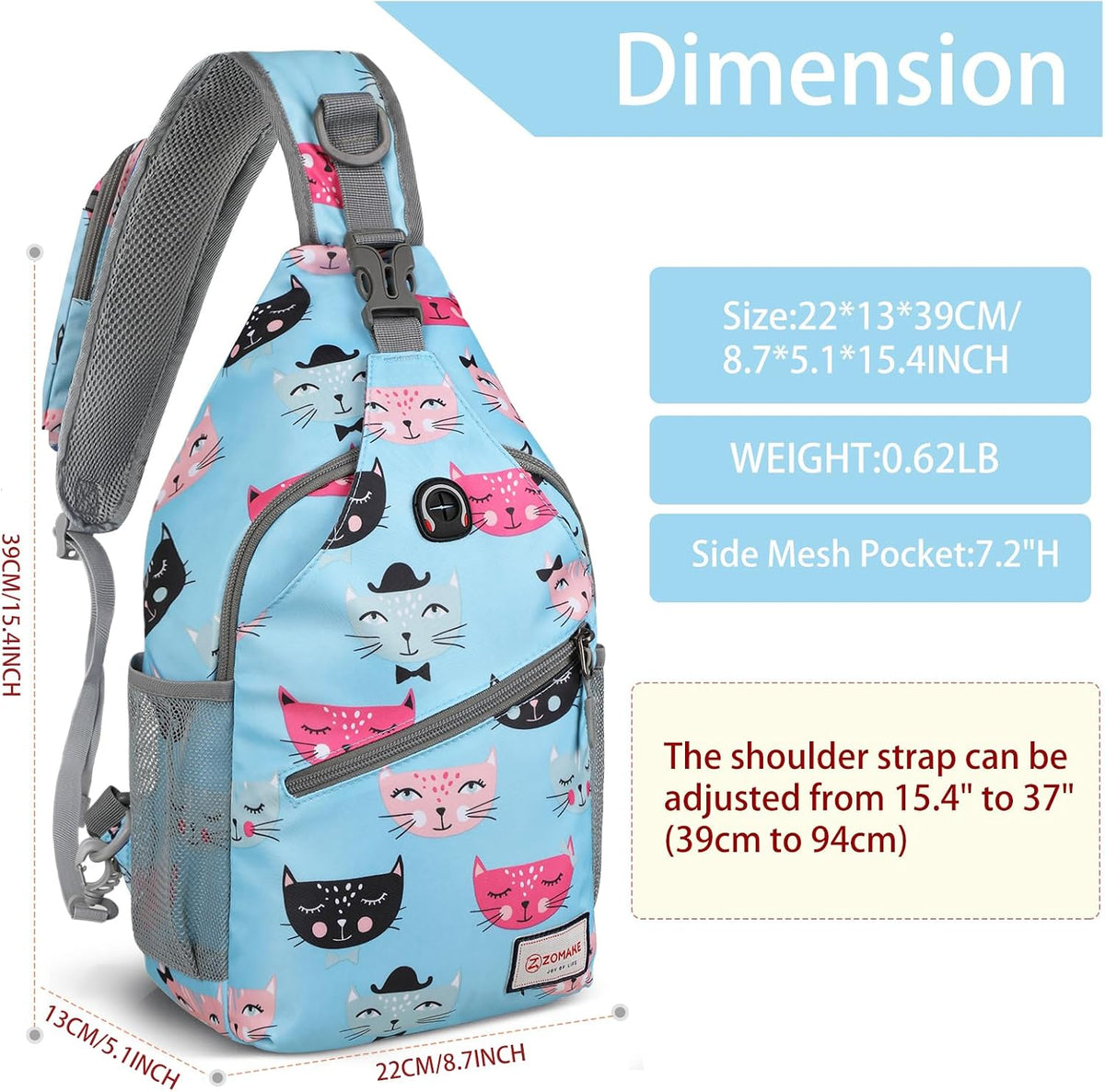 Sling Bag,Small Crossbody Sling Backpack Shoulder Daypack for Travel