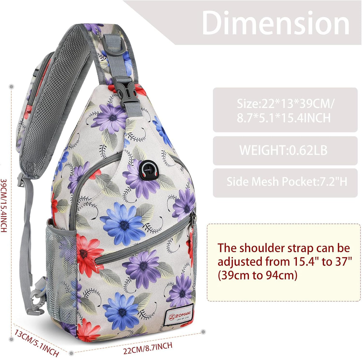 Sling Bag,Small Crossbody Sling Backpack Shoulder Daypack for Travel
