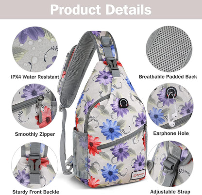 Sling Bag,Small Crossbody Sling Backpack Shoulder Daypack for Travel