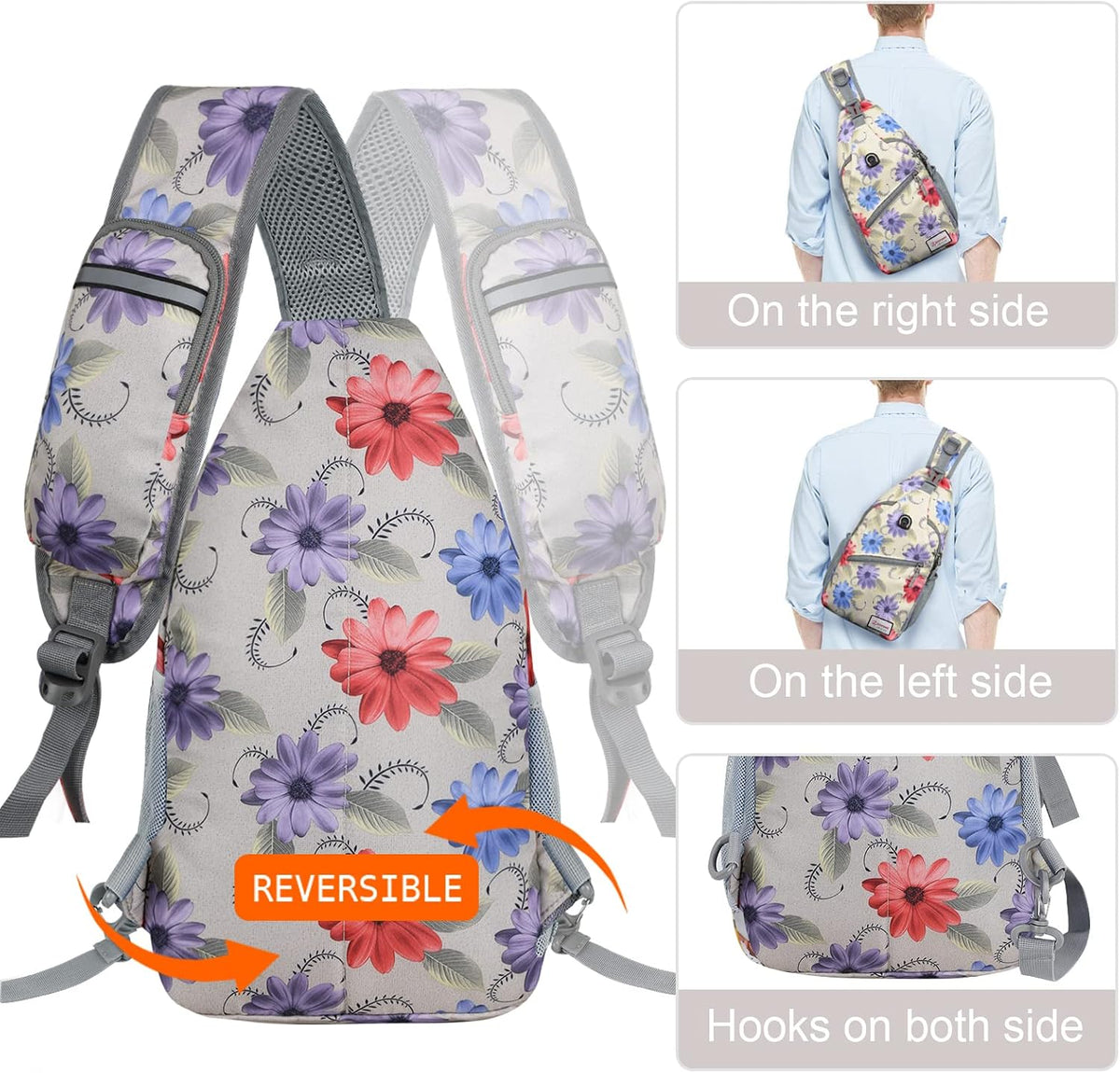 Sling Bag,Small Crossbody Sling Backpack Shoulder Daypack for Travel