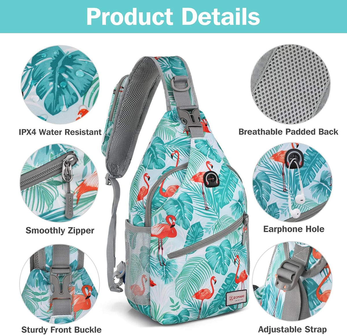 Sling Bag,Small Crossbody Sling Backpack Shoulder Daypack for Travel