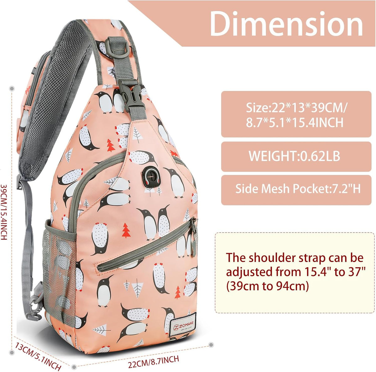Sling Bag,Small Crossbody Sling Backpack Shoulder Daypack for Travel