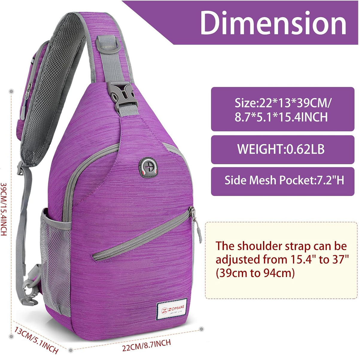 Sling Bag,Small Crossbody Sling Backpack Shoulder Daypack for Travel