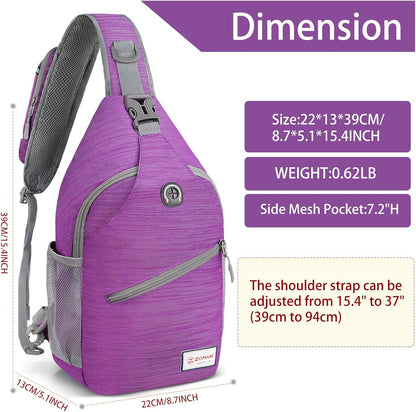 Sling Bag,Small Crossbody Sling Backpack Shoulder Daypack for Travel