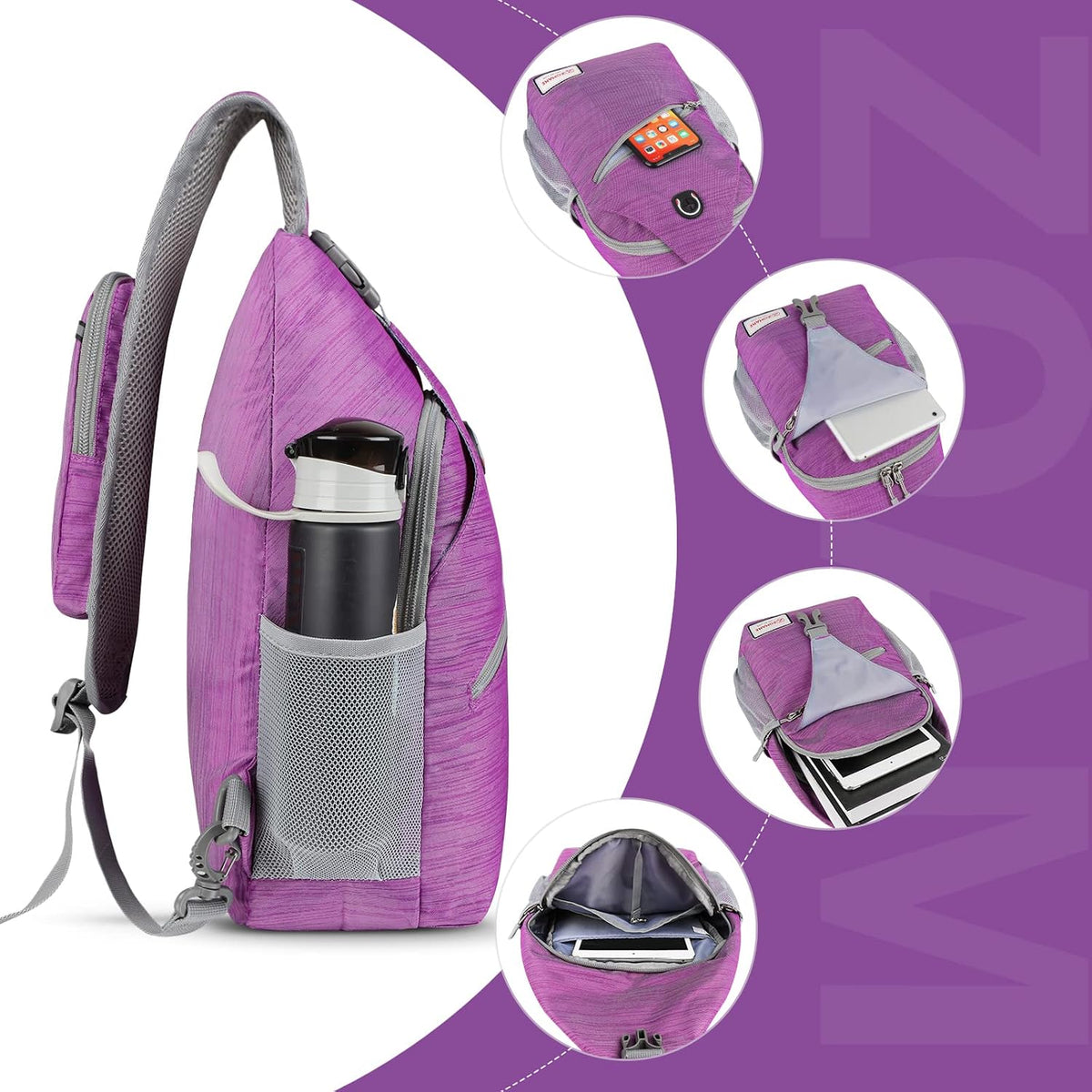 Sling Bag,Small Crossbody Sling Backpack Shoulder Daypack for Travel
