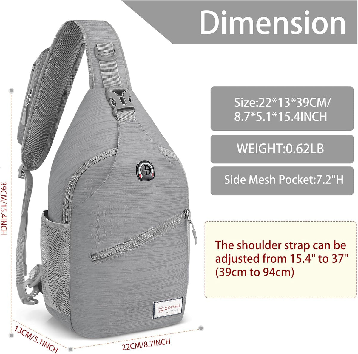 Sling Bag,Small Crossbody Sling Backpack Shoulder Daypack for Travel