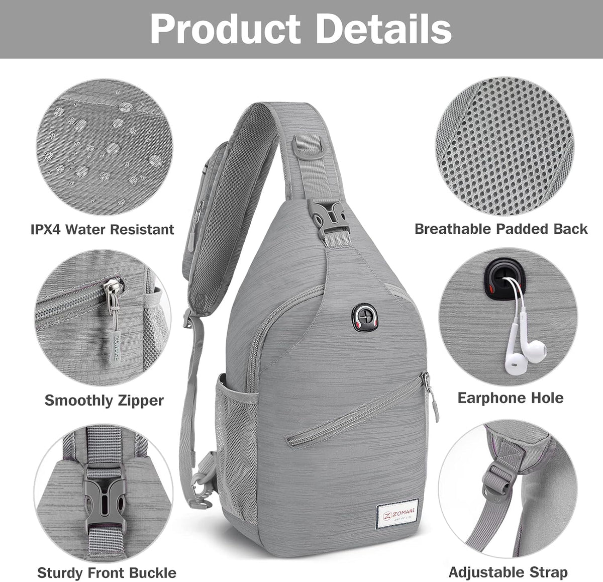 Sling Bag,Small Crossbody Sling Backpack Shoulder Daypack for Travel