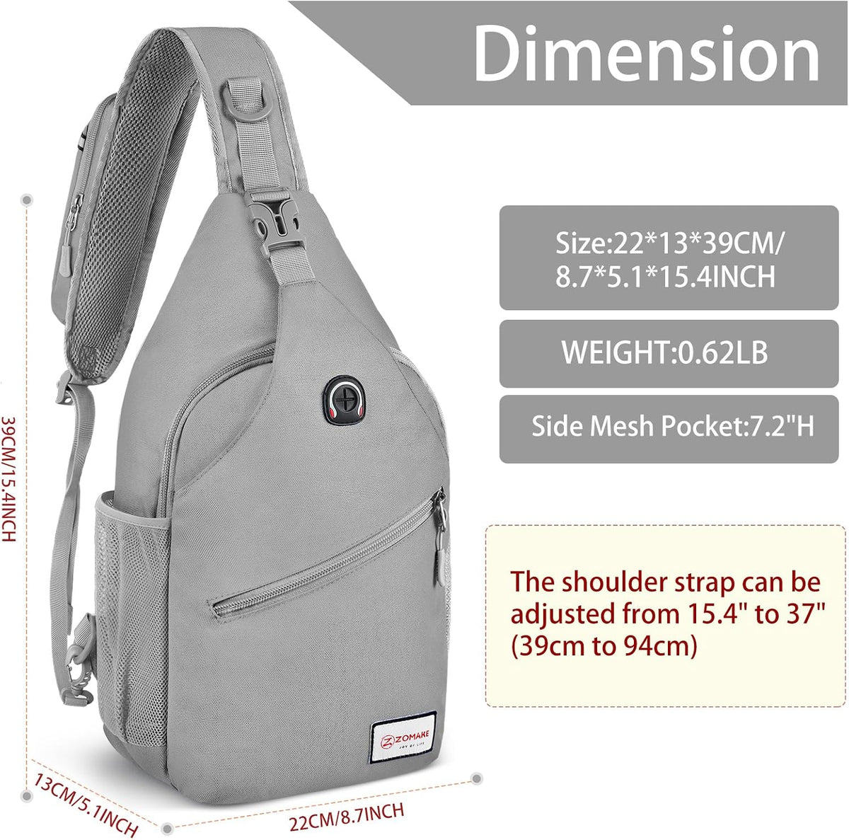Sling Bag,Small Crossbody Sling Backpack Shoulder Daypack for Travel