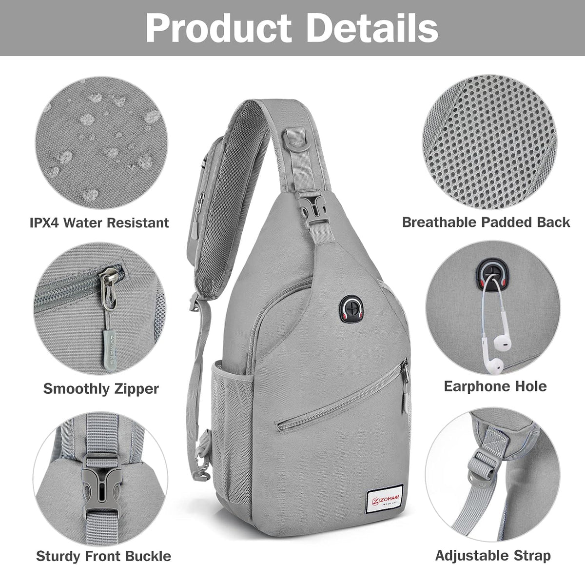 Sling Bag,Small Crossbody Sling Backpack Shoulder Daypack for Travel