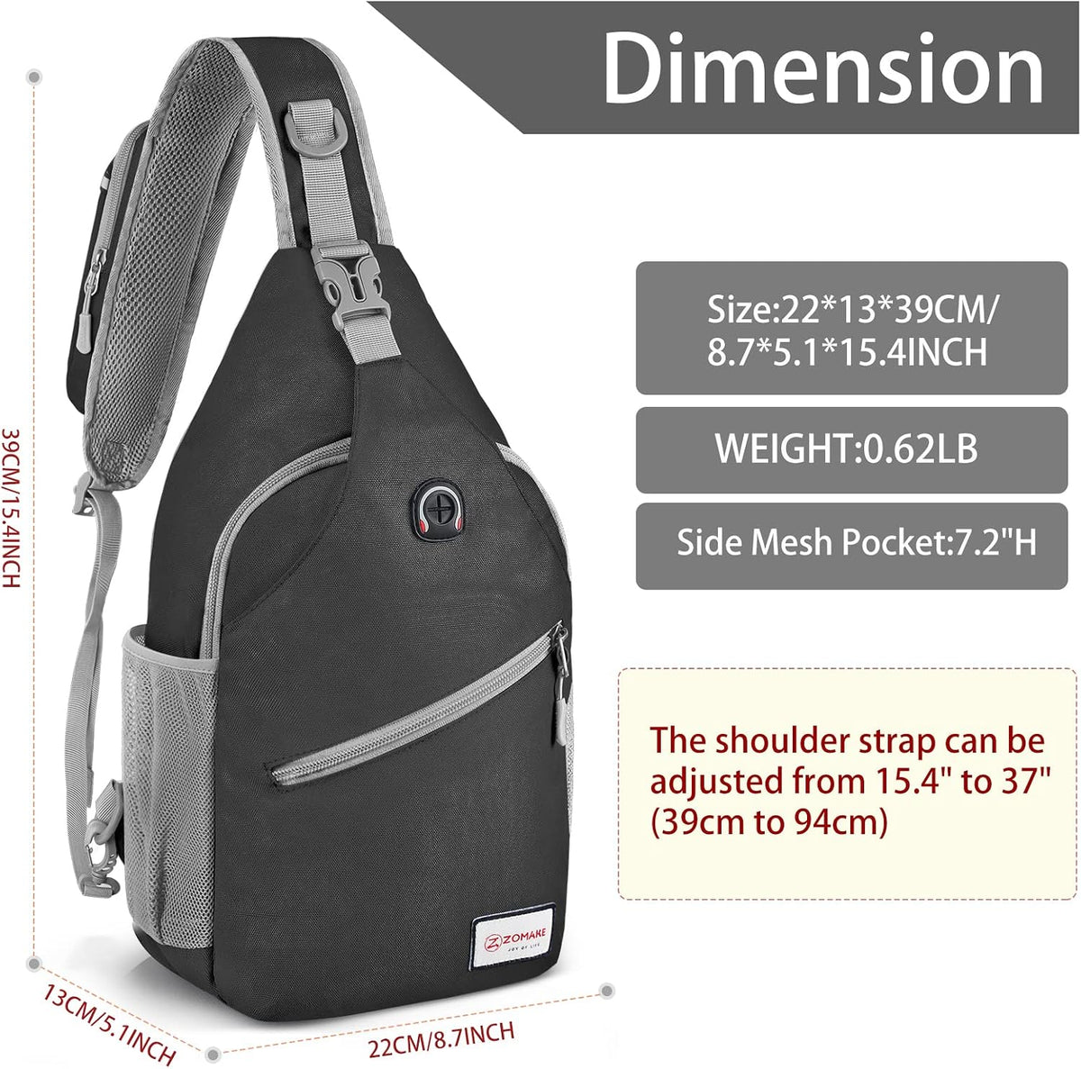 Sling Bag,Small Crossbody Sling Backpack Shoulder Daypack for Travel