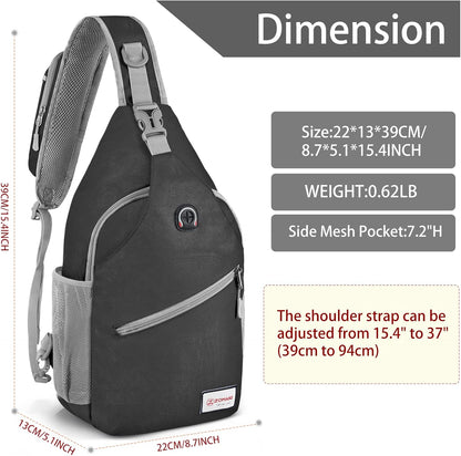 Sling Bag,Small Crossbody Sling Backpack Shoulder Daypack for Travel