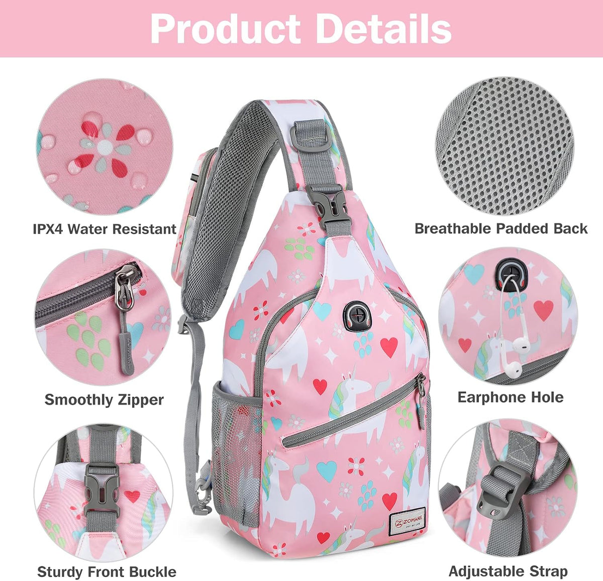 Sling Bag,Small Crossbody Sling Backpack Shoulder Daypack for Travel
