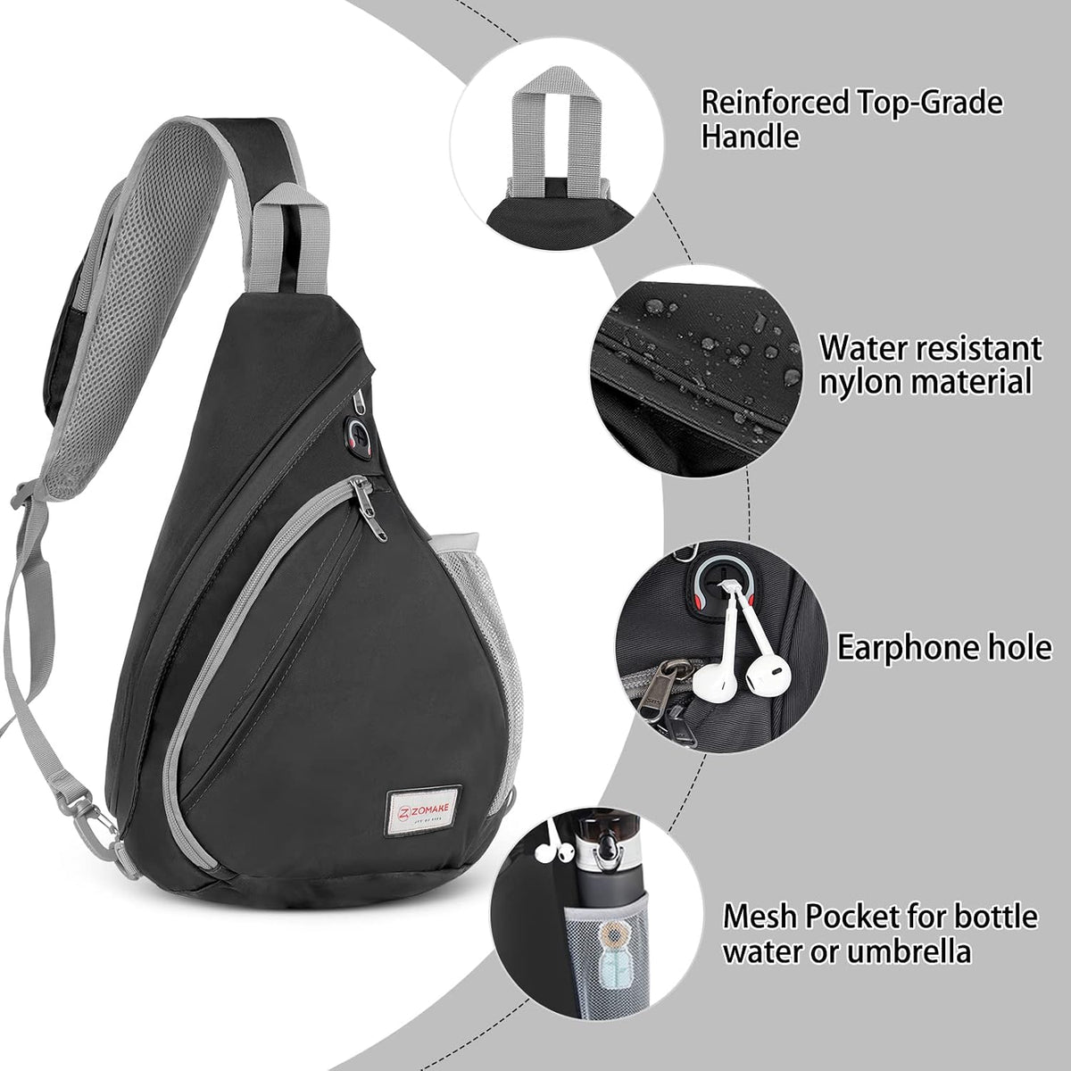 Sling Bag,Small Crossbody Sling Backpack Shoulder Daypack for Travel