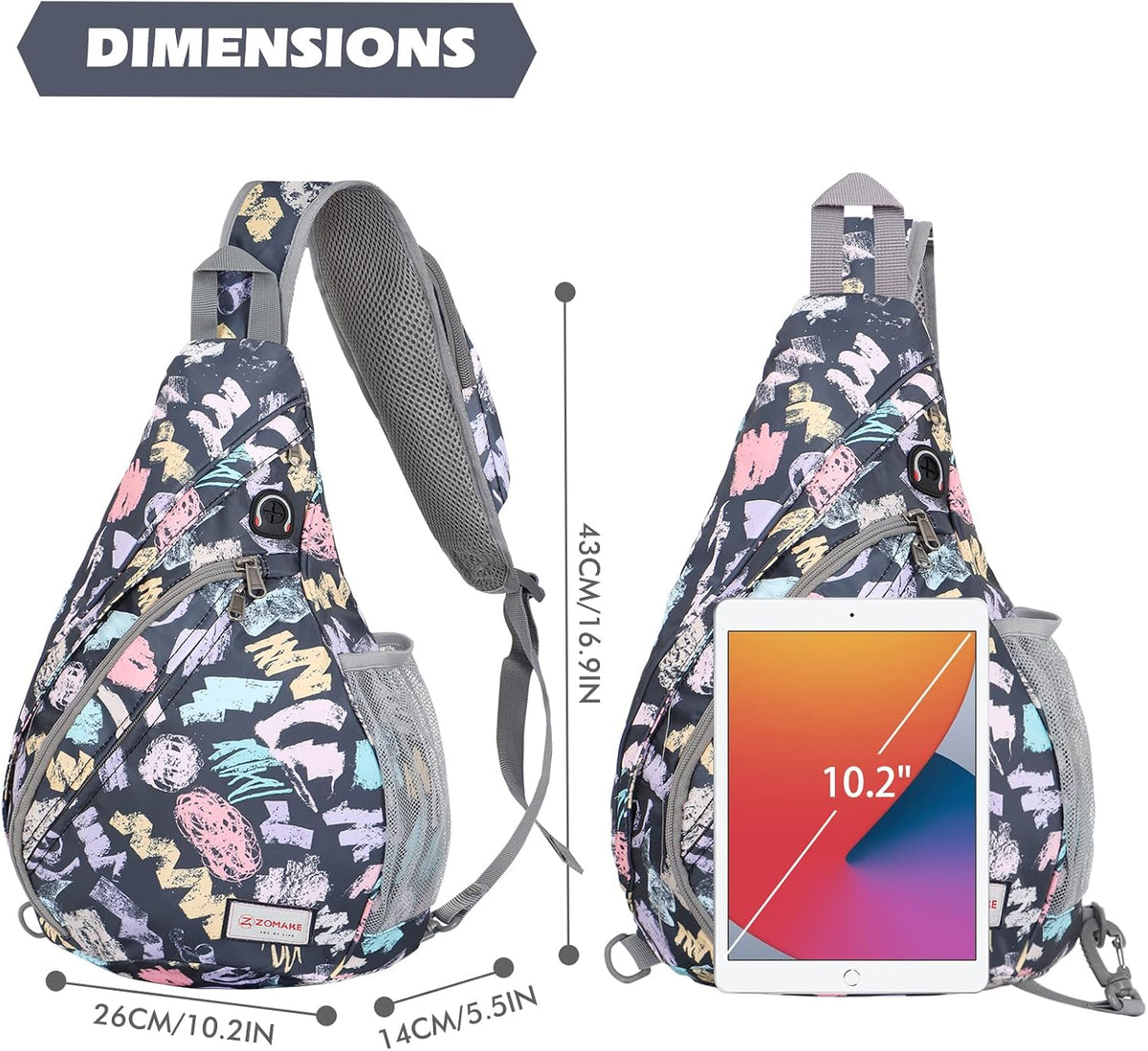 Sling Bag,Small Crossbody Sling Backpack Shoulder Daypack for Travel