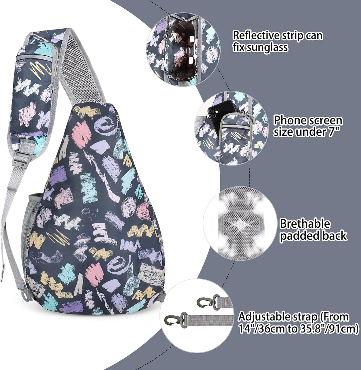 Sling Bag,Small Crossbody Sling Backpack Shoulder Daypack for Travel