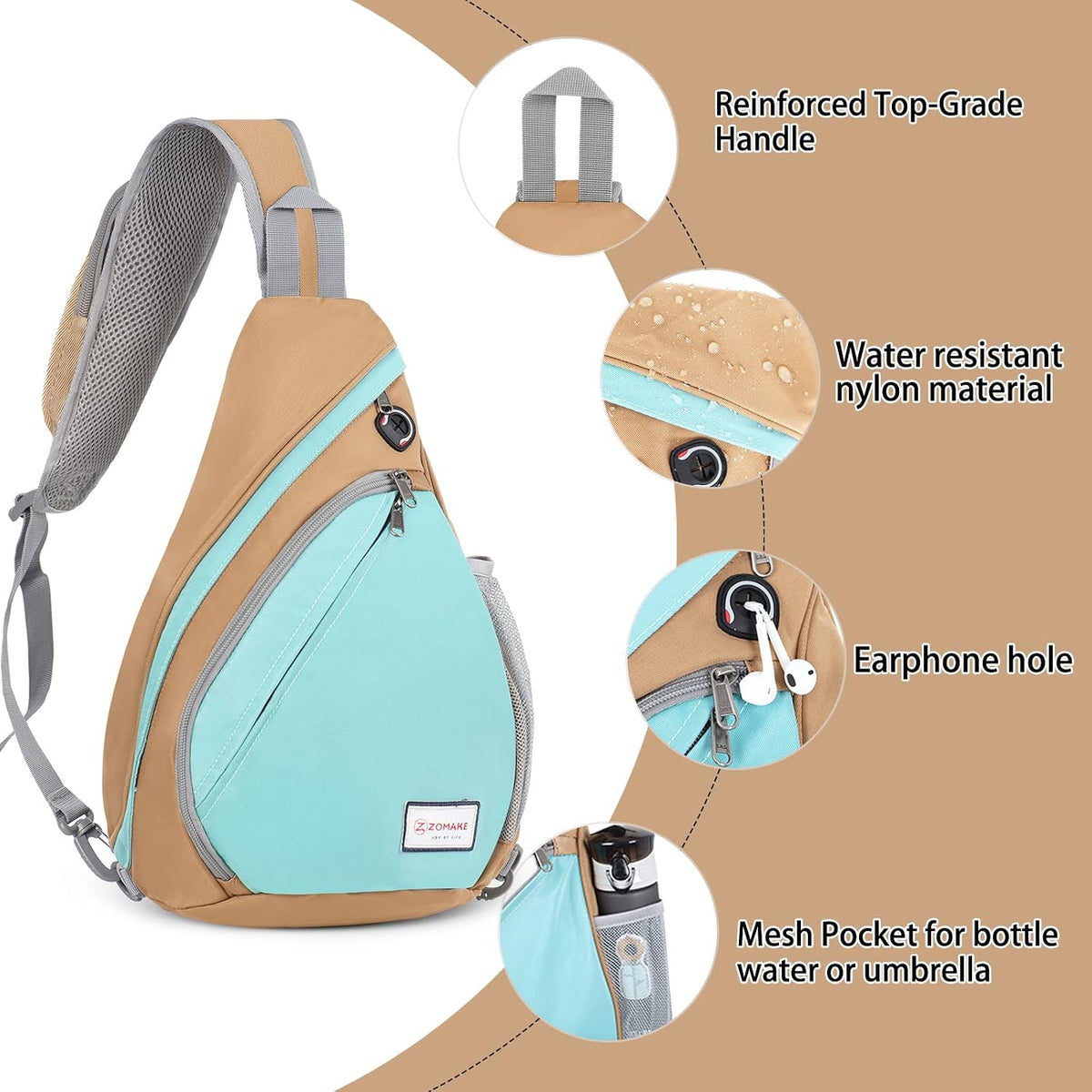 Sling Bag,Small Crossbody Sling Backpack Shoulder Daypack for Travel