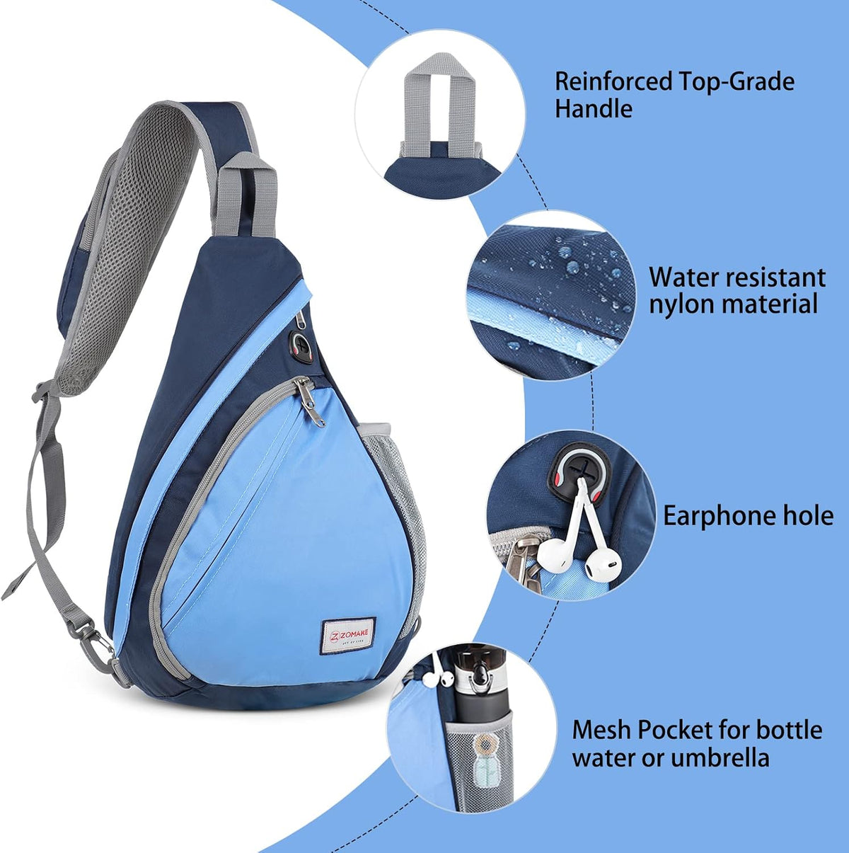 Sling Bag,Small Crossbody Sling Backpack Shoulder Daypack for Travel