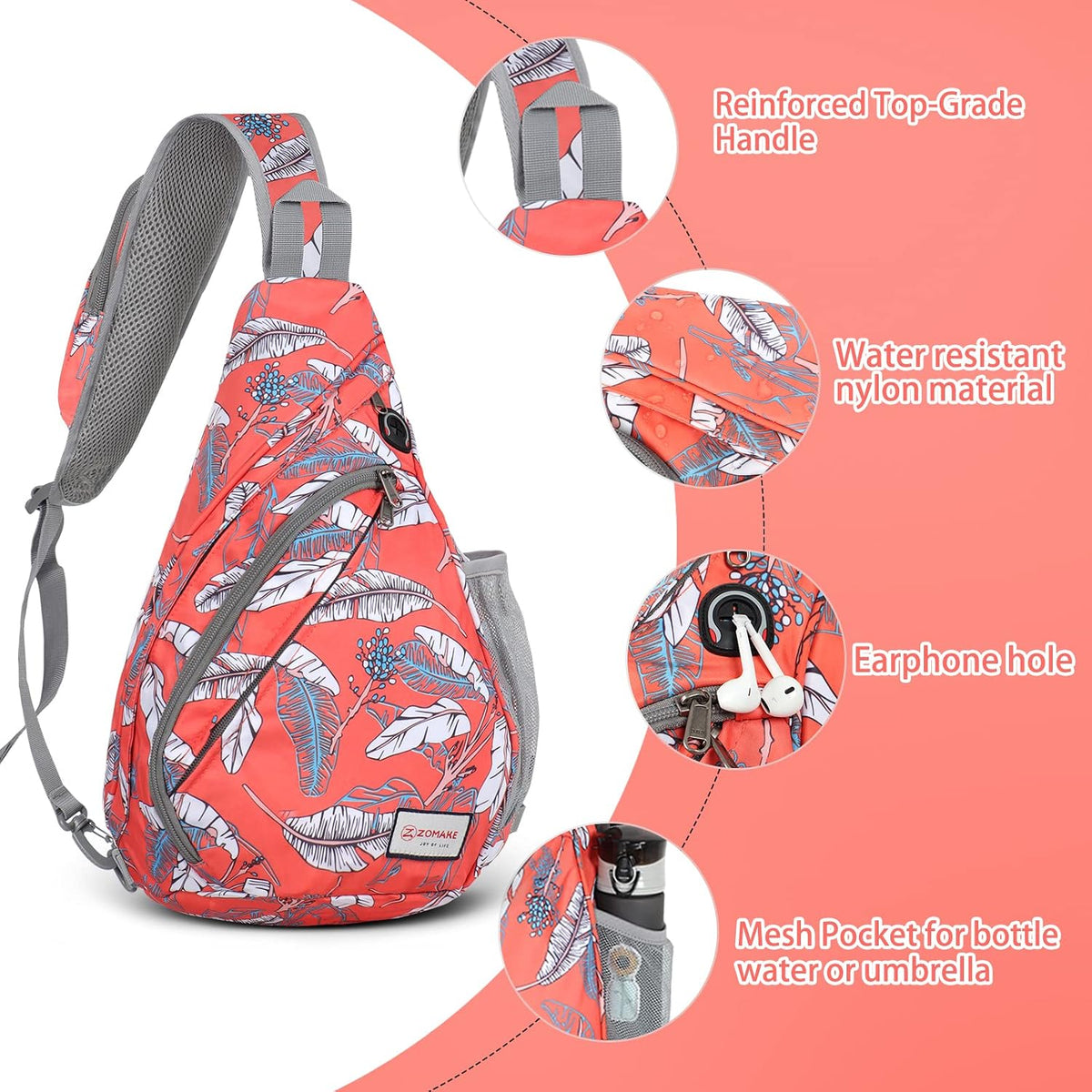 Sling Bag,Small Crossbody Sling Backpack Shoulder Daypack for Travel