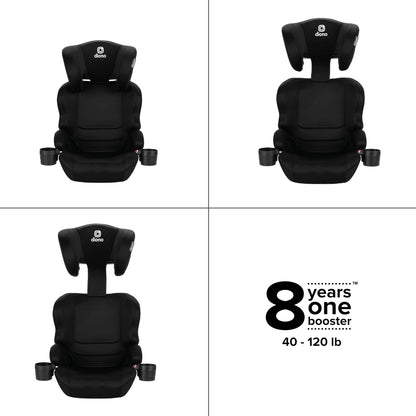 Everett NXT High Back Booster Car Seat with Rigid Latch, Lightweight Slim Fit Design, 8 Years 1 Booster Seat, Black