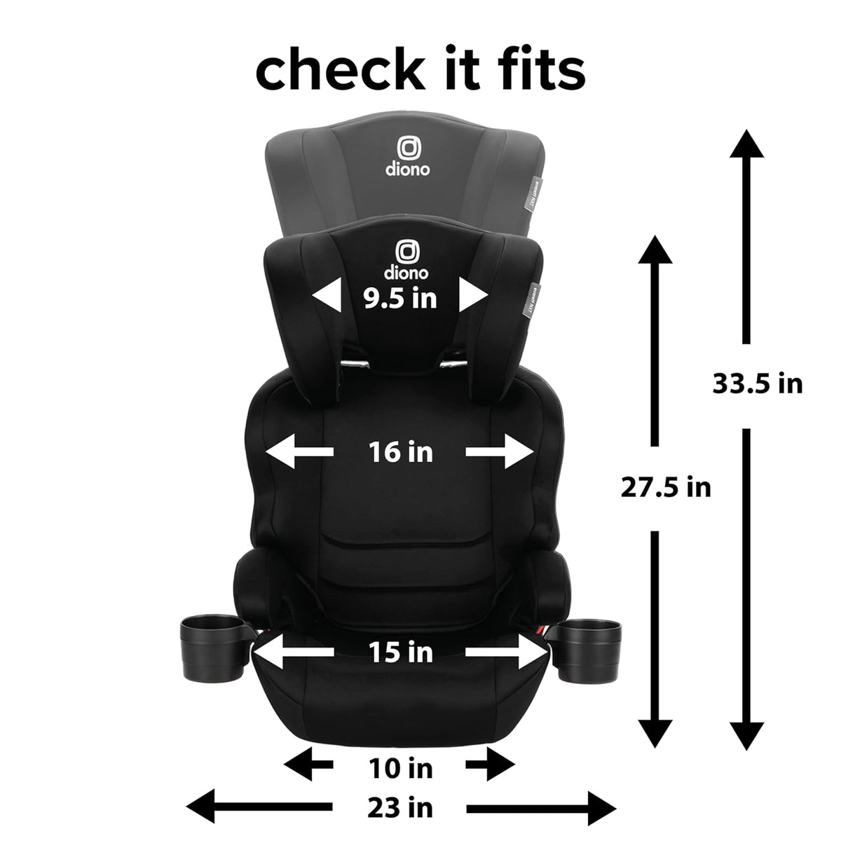 Everett NXT High Back Booster Car Seat with Rigid Latch, Lightweight Slim Fit Design, 8 Years 1 Booster Seat, Black