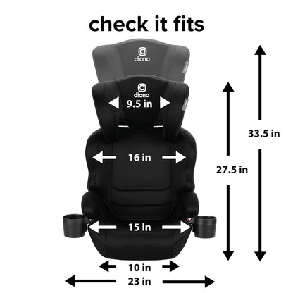 Everett NXT High Back Booster Car Seat with Rigid Latch, Lightweight Slim Fit Design, 8 Years 1 Booster Seat, Black