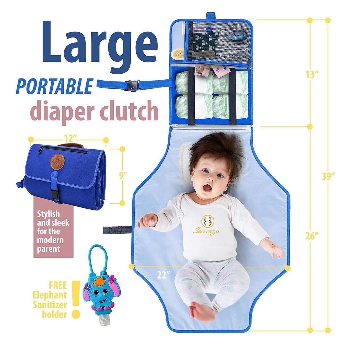 Portable Changing Pad for Baby - Diaper Changing Pad Portable - Waterproof, Foldable and Easy to Clean Travel Baby Changing Pad Mat - Lightweight Diaper Clutch Bag for Parents on The Go.