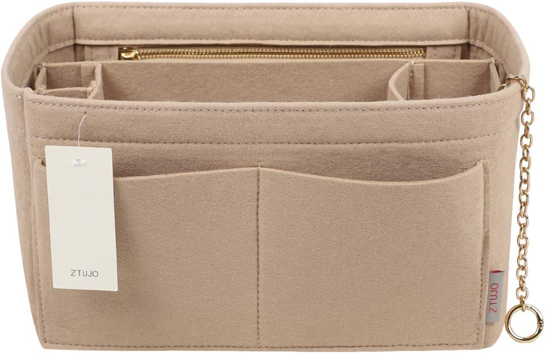 Purse Organizer Insert, Felt Purse Organizer with Zipper and Sewn Bottom Insert, Fit Speedy Neverfull Graceful,6 Sizes
