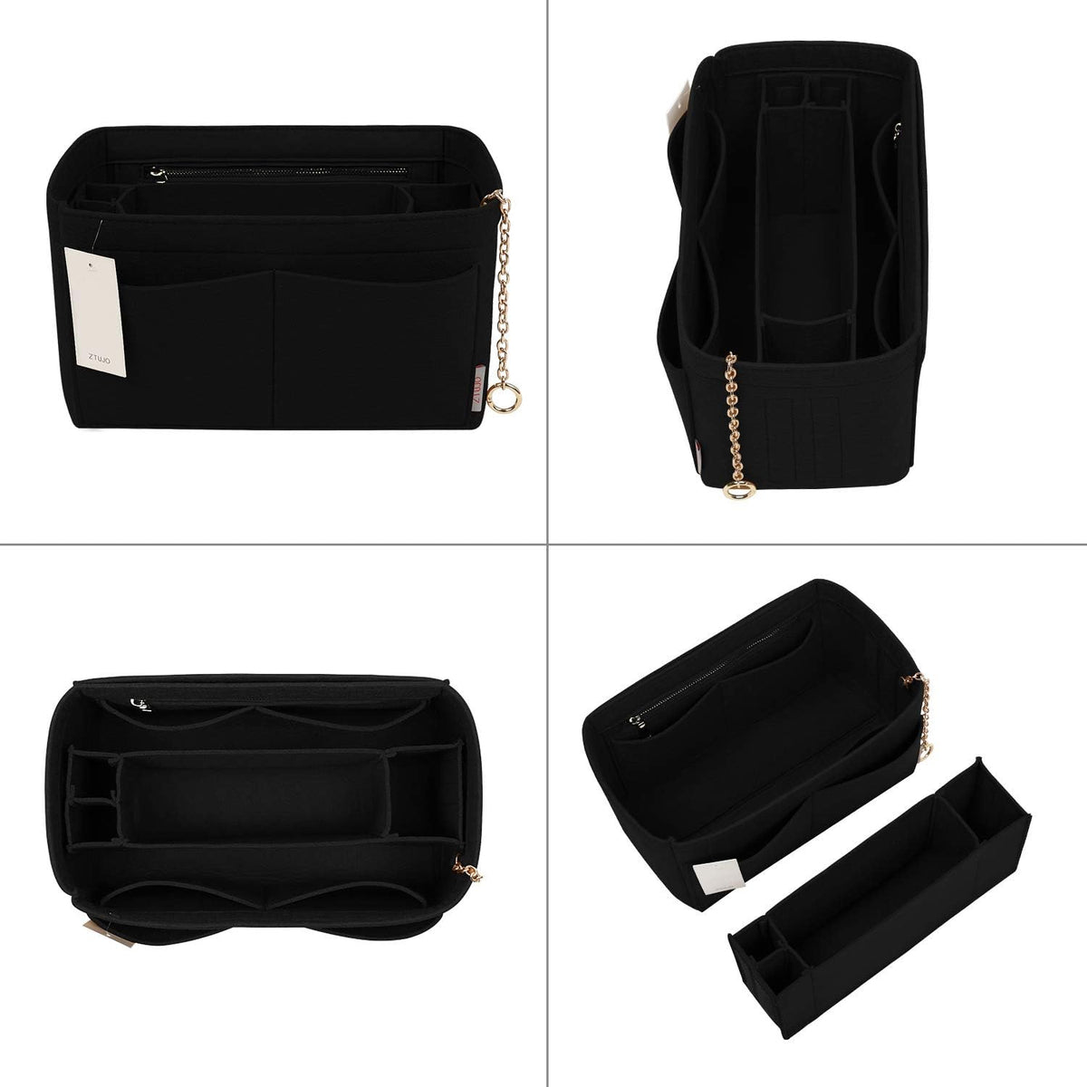 Purse Organizer Insert, Felt Purse Organizer with Zipper and Sewn Bottom Insert, Fit Speedy Neverfull Graceful,6 Sizes