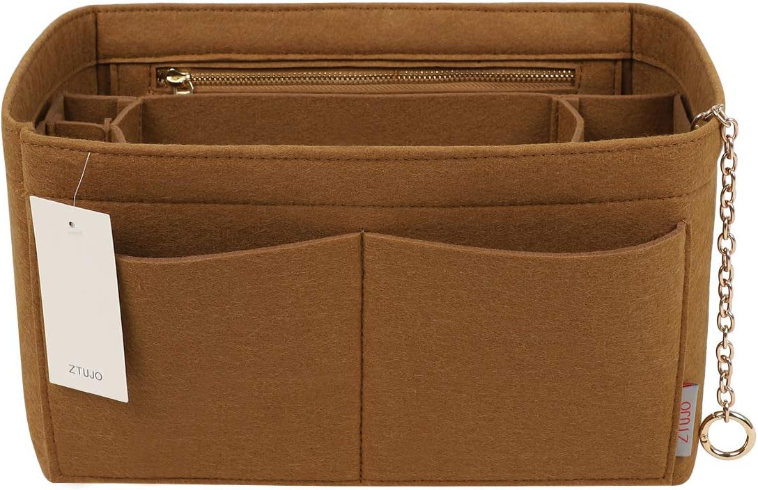 Purse Organizer Insert, Felt Purse Organizer with Zipper and Sewn Bottom Insert, Fit Speedy Neverfull Graceful,6 Sizes