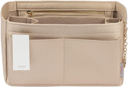 Purse Organizer Insert, Felt Purse Organizer with Zipper and Sewn Bottom Insert, Fit Speedy Neverfull Graceful,6 Sizes