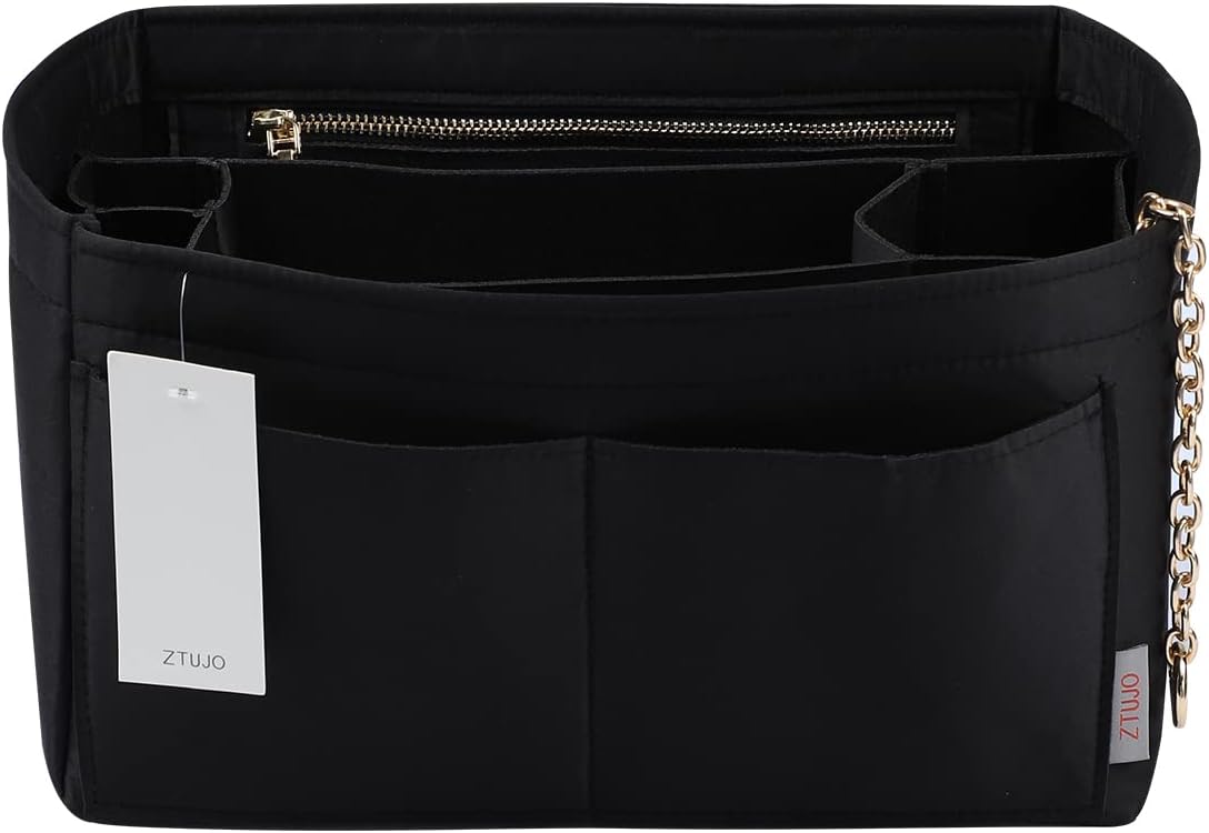 Purse Organizer Insert, Felt Purse Organizer with Zipper and Sewn Bottom Insert, Fit Speedy Neverfull Graceful,6 Sizes