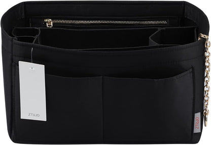 Purse Organizer Insert, Felt Purse Organizer with Zipper and Sewn Bottom Insert, Fit Speedy Neverfull Graceful,6 Sizes