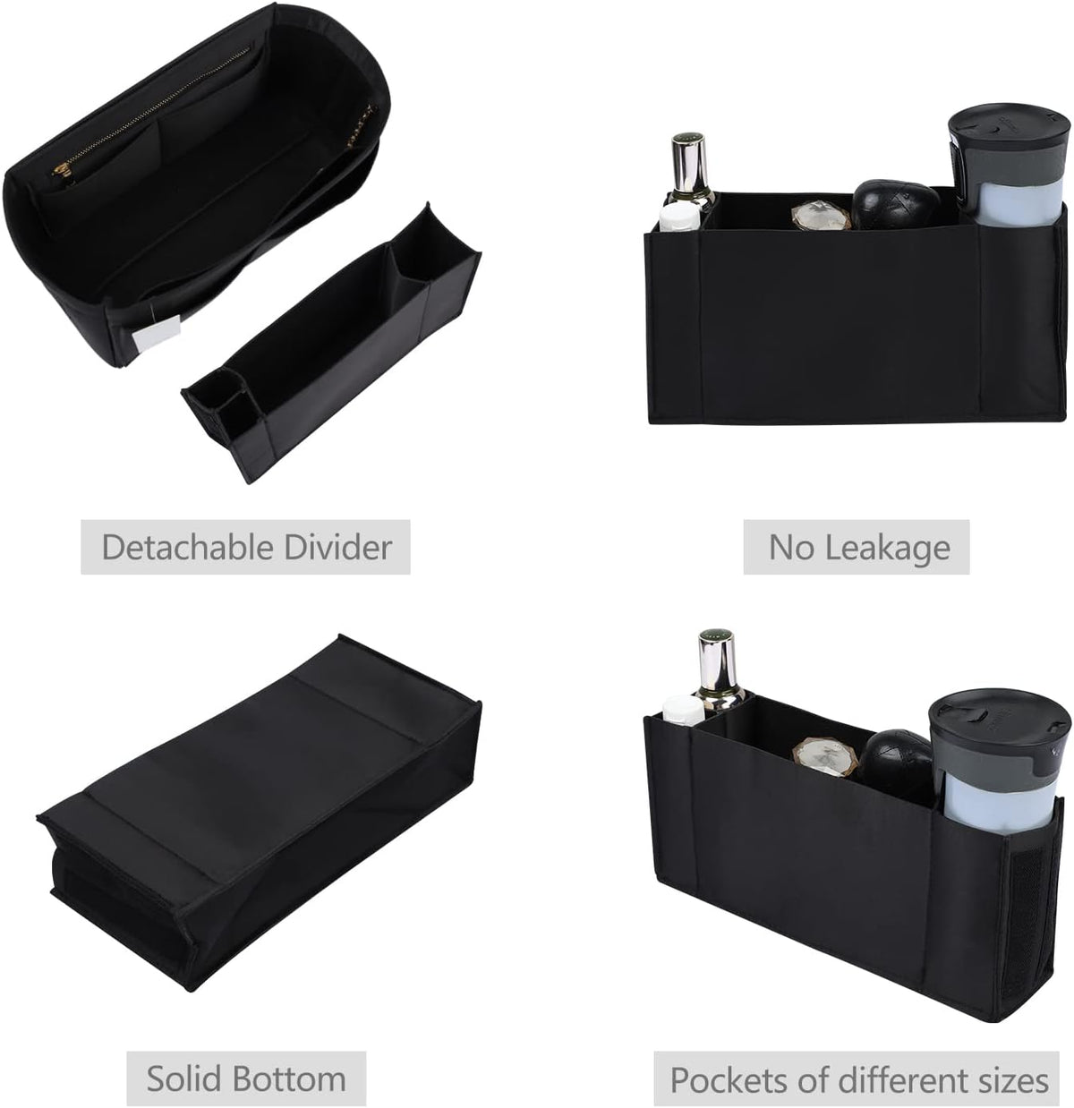 Purse Organizer Insert, Felt Purse Organizer with Zipper and Sewn Bottom Insert, Fit Speedy Neverfull Graceful,6 Sizes