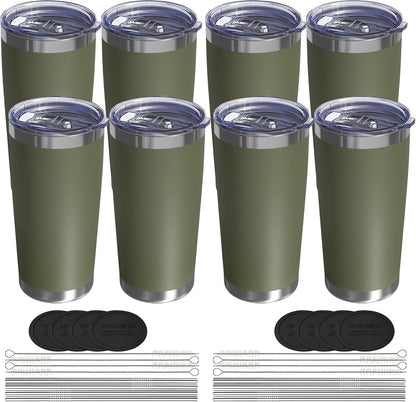 20oz Travel Coffee Tumbler, Insulated Travel Mug, Yellow | Includes 2 Lids & Straw, Stainless Steel, Vacuum Insulated, Fits Car Cup Holders, Hot & Cold Drinks, Reusable Cup