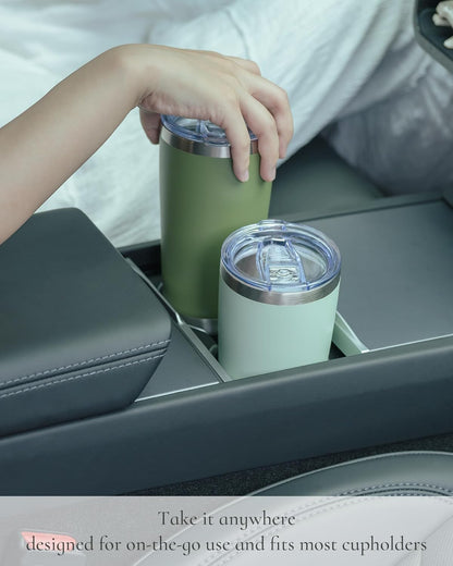 20oz Travel Coffee Tumbler, Insulated Travel Mug, Yellow | Includes 2 Lids & Straw, Stainless Steel, Vacuum Insulated, Fits Car Cup Holders, Hot & Cold Drinks, Reusable Cup
