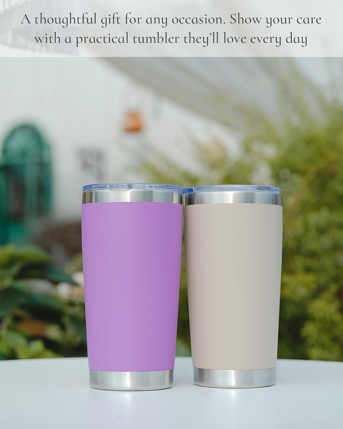 20oz Travel Coffee Tumbler, Insulated Travel Mug, Yellow | Includes 2 Lids & Straw, Stainless Steel, Vacuum Insulated, Fits Car Cup Holders, Hot & Cold Drinks, Reusable Cup