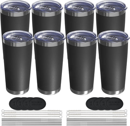 20oz Travel Coffee Tumbler, Insulated Travel Mug, Yellow | Includes 2 Lids & Straw, Stainless Steel, Vacuum Insulated, Fits Car Cup Holders, Hot & Cold Drinks, Reusable Cup
