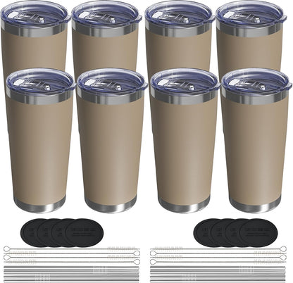 20oz Travel Coffee Tumbler, Insulated Travel Mug, Yellow | Includes 2 Lids & Straw, Stainless Steel, Vacuum Insulated, Fits Car Cup Holders, Hot & Cold Drinks, Reusable Cup