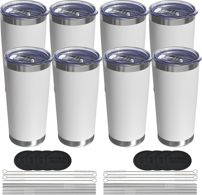 20oz Travel Coffee Tumbler, Insulated Travel Mug, Yellow | Includes 2 Lids & Straw, Stainless Steel, Vacuum Insulated, Fits Car Cup Holders, Hot & Cold Drinks, Reusable Cup