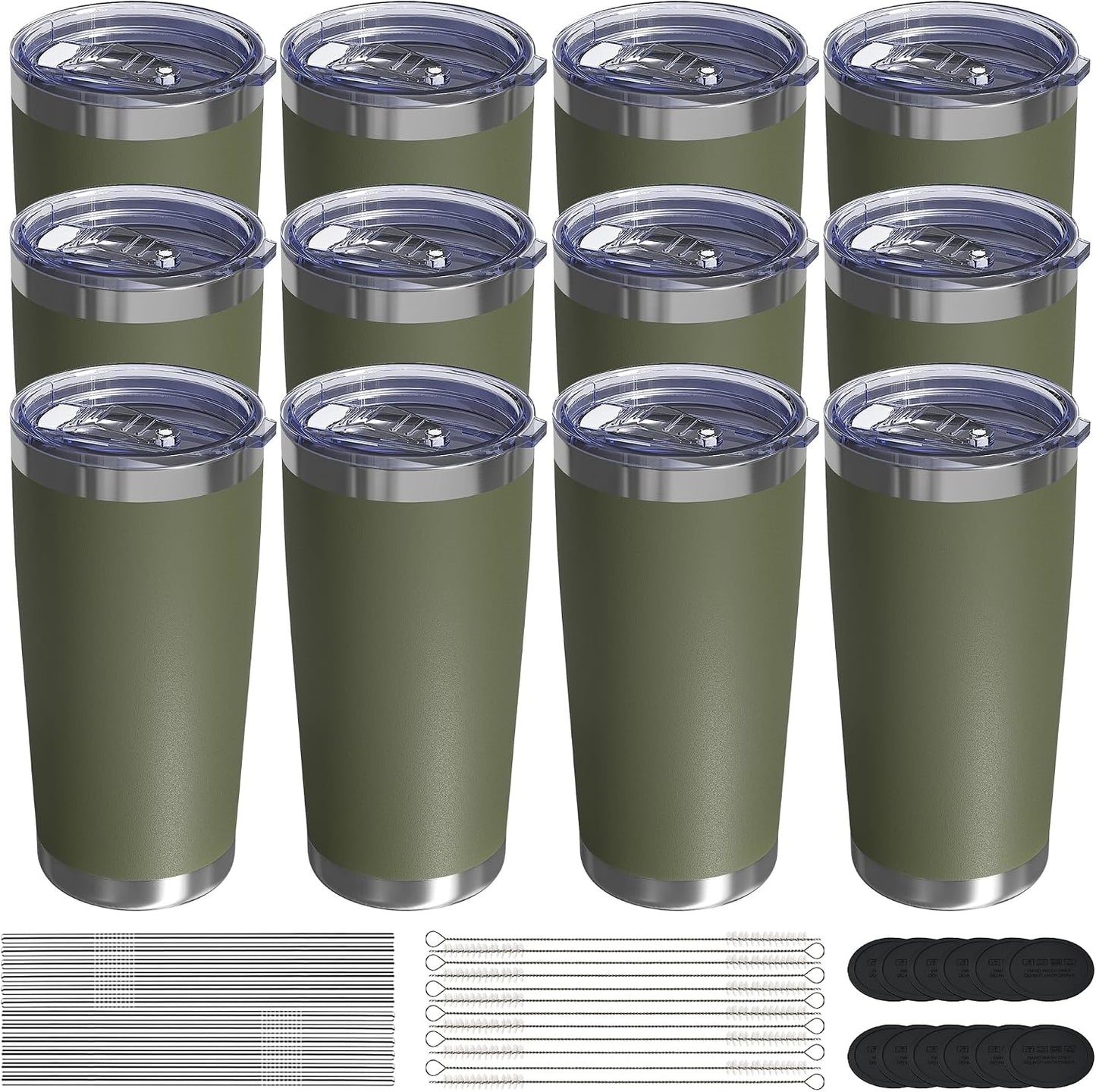 20oz Travel Coffee Tumbler, Insulated Travel Mug, Yellow | Includes 2 Lids & Straw, Stainless Steel, Vacuum Insulated, Fits Car Cup Holders, Hot & Cold Drinks, Reusable Cup