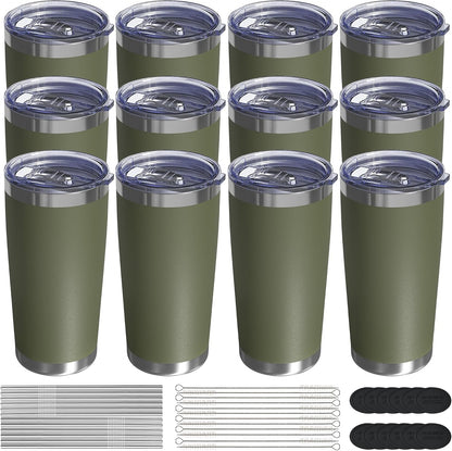 20oz Travel Coffee Tumbler, Insulated Travel Mug, Yellow | Includes 2 Lids & Straw, Stainless Steel, Vacuum Insulated, Fits Car Cup Holders, Hot & Cold Drinks, Reusable Cup