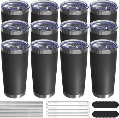 20oz Travel Coffee Tumbler, Insulated Travel Mug, Yellow | Includes 2 Lids & Straw, Stainless Steel, Vacuum Insulated, Fits Car Cup Holders, Hot & Cold Drinks, Reusable Cup