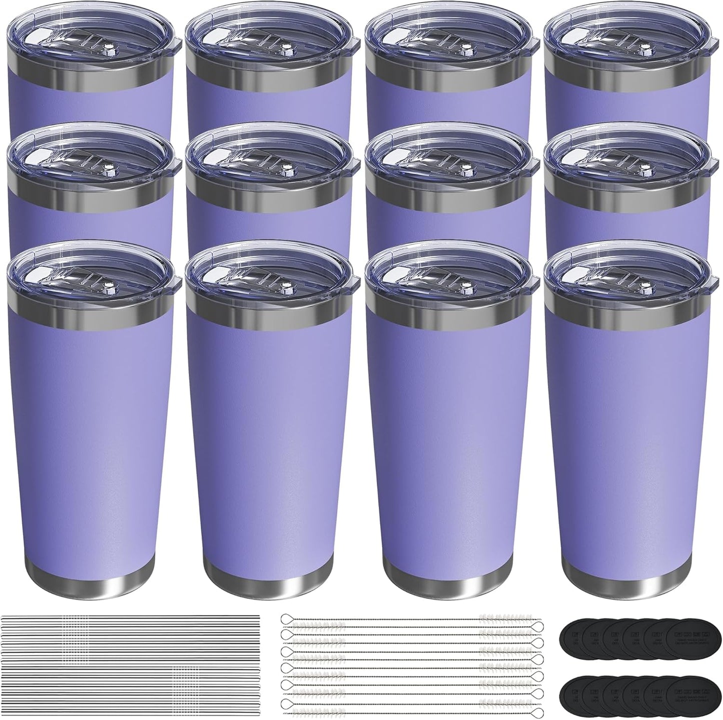 20oz Travel Coffee Tumbler, Insulated Travel Mug, Yellow | Includes 2 Lids & Straw, Stainless Steel, Vacuum Insulated, Fits Car Cup Holders, Hot & Cold Drinks, Reusable Cup