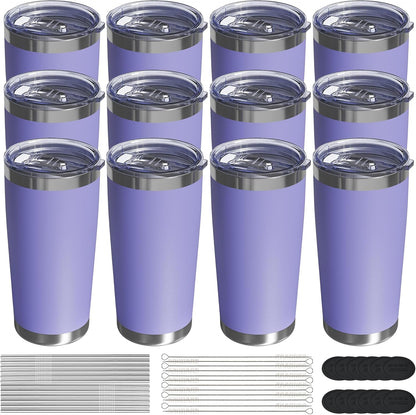 20oz Travel Coffee Tumbler, Insulated Travel Mug, Yellow | Includes 2 Lids & Straw, Stainless Steel, Vacuum Insulated, Fits Car Cup Holders, Hot & Cold Drinks, Reusable Cup